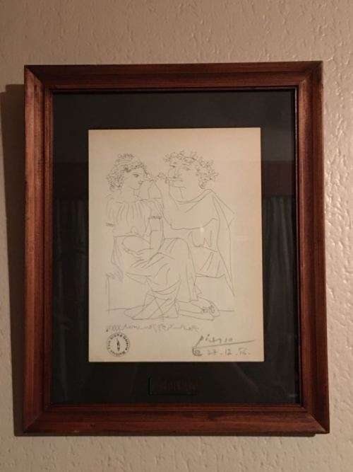 Original PICASSO gallery print - hand signed by Picasso in pencil in 1956 - COMES FRAMED
